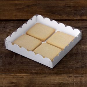Caja para galletas cartón kraft con tapa transparente