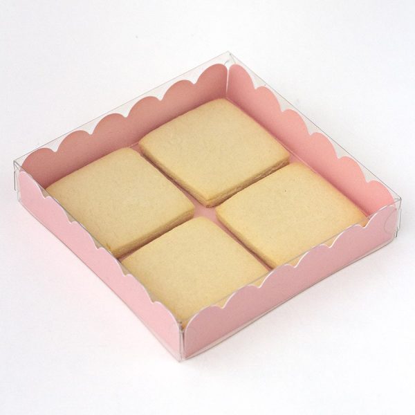 Caja para galletas cartón kraft con tapa transparente
