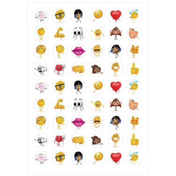 Pack 54 Mini Galletas Emoji en papel de azúcar.